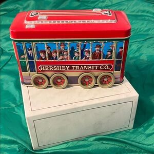 Hershey Transit Co. Red and Blue Toy Tin with Turning Wheels